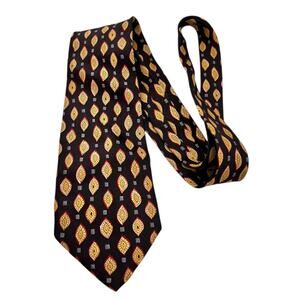 Mark Pendleton Silk Mens Tie Geometric Gold Italy Black Blue Fall Business